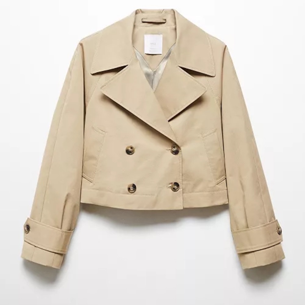 MANGO Crop Trench Coat with Lapels S